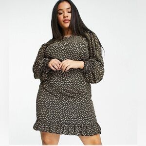 NWT Daisy Street Long-sleeve Ruffle Mini Dress Ditsy Floral Size 4X